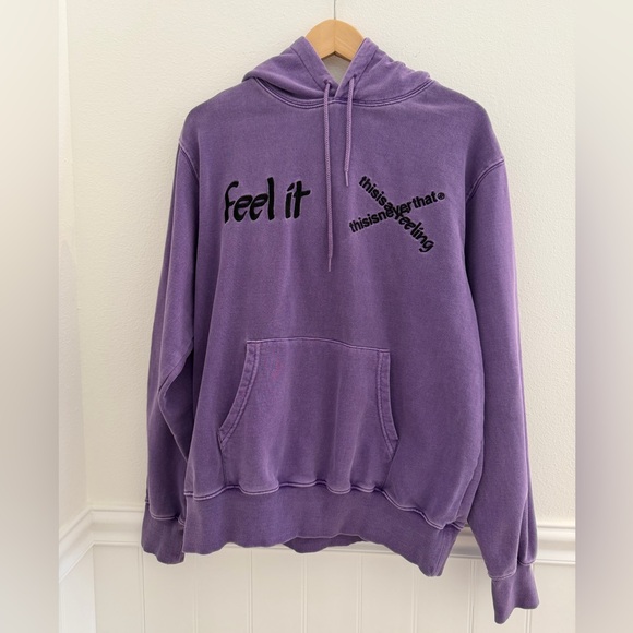 Tops - Thisisneverthat x Public Release "Feel It" 100% Cotton Hoodie, Purple - Size S
